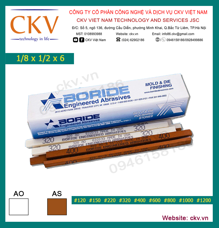 Đá mài dầu Boride 1/8 x 1/2 x 6